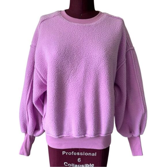 Anthropologie Pilcro Slouchy Crew Neck Sweatshirt size XXS Pink Sherpa Style - Picture 3 of 10